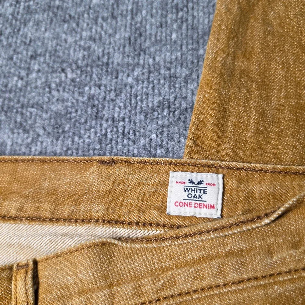 Levis 501 Original Fit Jeans Mens 42x34 Brown White Oak Cone Denim Button Fly
